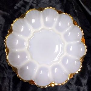 Vintage Milk glass deviled egg tray